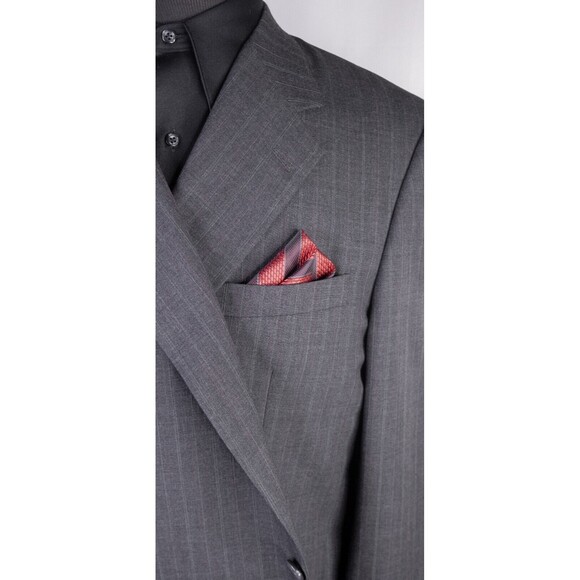 Hickey Freeman Mens 48L 2buttn  Gray Wool Blazer Sport Coat Suit Jacket Striped - Picture 4 of 14